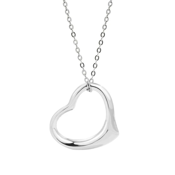 925 Sterling Silver floating heart Charm Pendant Slide Necklace gift for ladies - Picture 4 of 8
